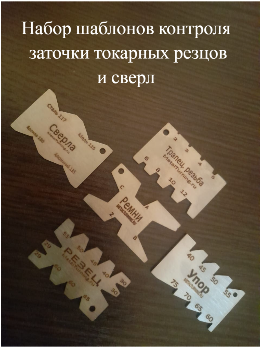 Набор Шаблонов для заточки резцов из 5 штук. Метрическая Дюймовая Трапеция Упорная Профиль ремня.